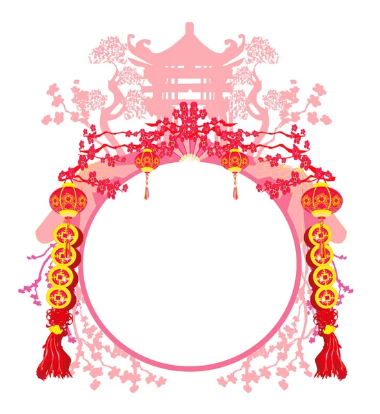 Фестиваль середины осени для китайского Нового года - рамка — стоковый вектор