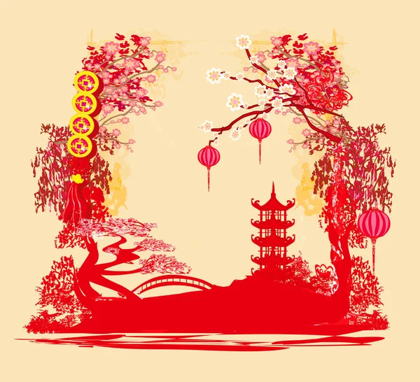Mid-Jesienny Festiwal Chińskiego Nowego Roku - ramka — Wektor stockowy