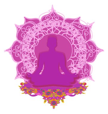 Adam siluet meditasyon, yoga kartı