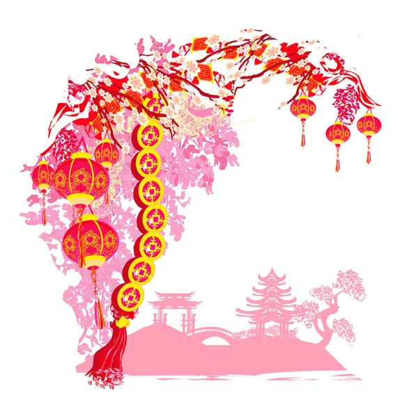 Mid-Jesienny Festiwal Chińskiego Nowego Roku - ramka — Wektor stockowy