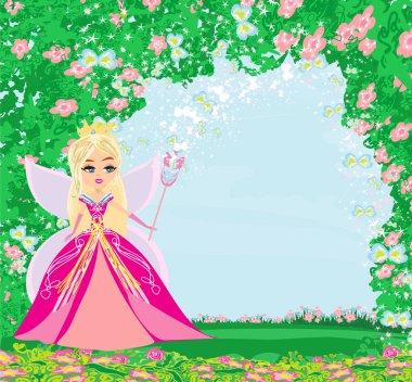 Güzel peri - Kelebekli ve çiçekli dekoratif çerçeve