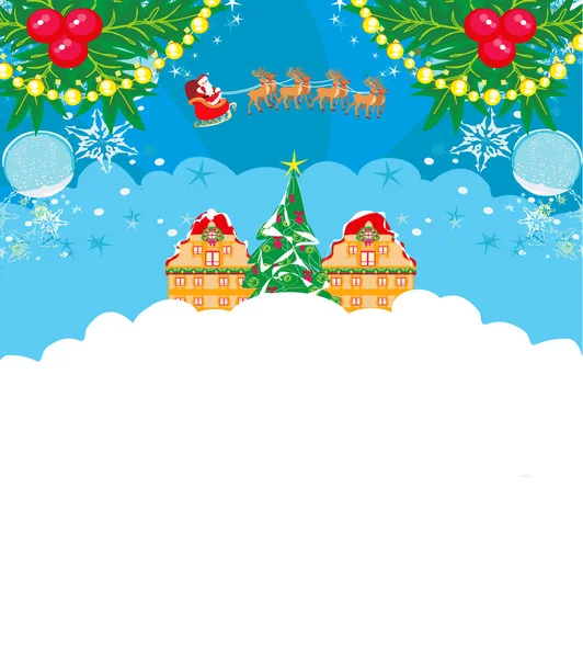 Happy New year card with Santa — Stock Vector