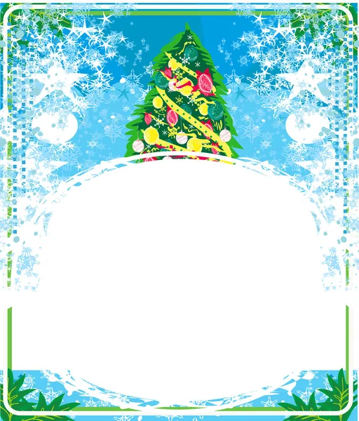 Tarjeta decorativa abstracta con árbol de Navidad — Vector de stock