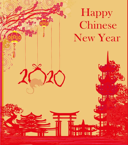 Feliz año nuevo chino 2020 - Año de la rata — Archivo Imágenes Vectoriales