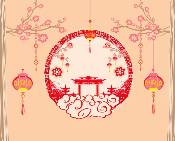 Fête de la mi-automne pour le Nouvel An chinois - cadre — Image vectorielle