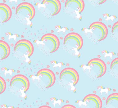 şirin tek boynuzlu atlar ve rainbow ile Seamless Modeli