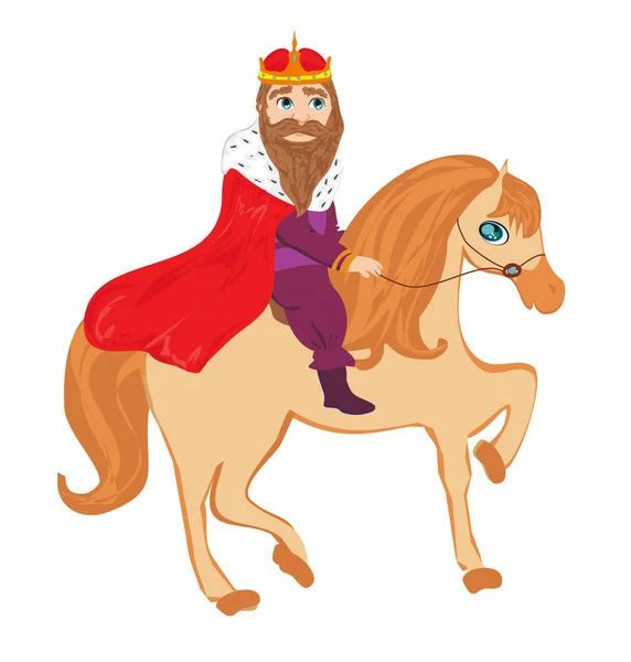 The king is riding a horse - isolated vector drawing — Stock Vector