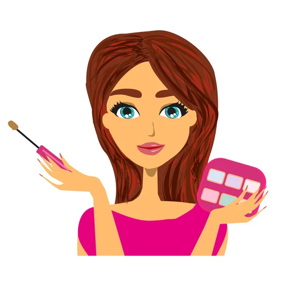 Beautiful girl doing makeup — Stock Vector