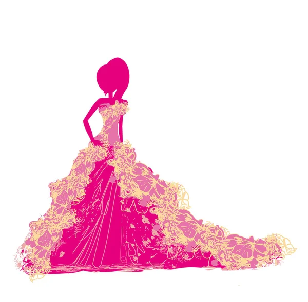 Brud i en vacker elegant klänning — Stock vektor
