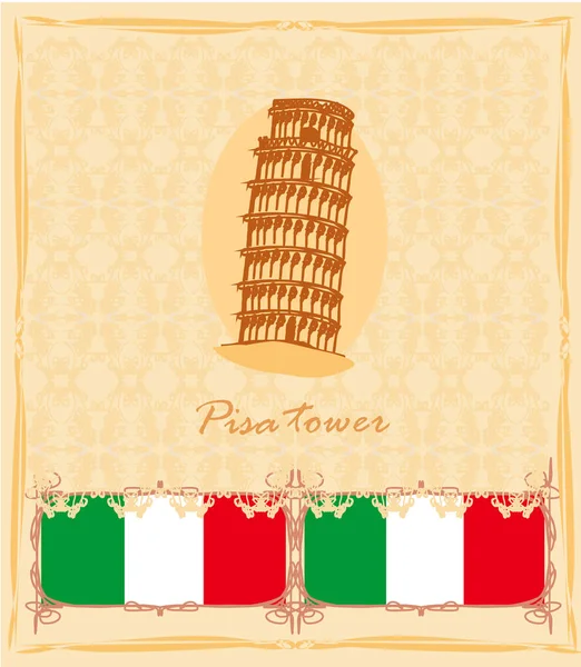 Pisa tower - elegante Vintage-Karte — Stockvektor
