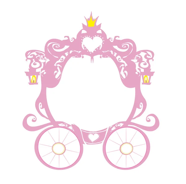 ヴィンテージ装飾ピンクの馬車フレーム — ストックベクタ