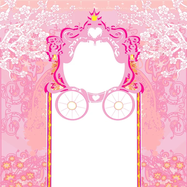 Vintage Decorative Pink Carriage Invitation — Stock Vector