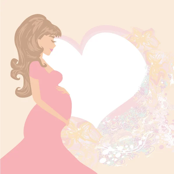 Pregnant Woman Baby Shower Card — Stock Vector