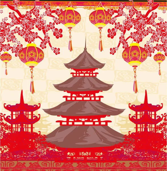 Mid Autumn Festival Chinese New Year Card — Stock Vector