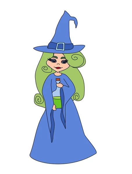Сладкая Хэллоуинская Ведьма Бутылкой Яда — стоковый вектор