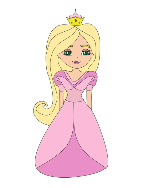 Pequena Princesa Bonito Ilustração Doodle — Vetor de Stock