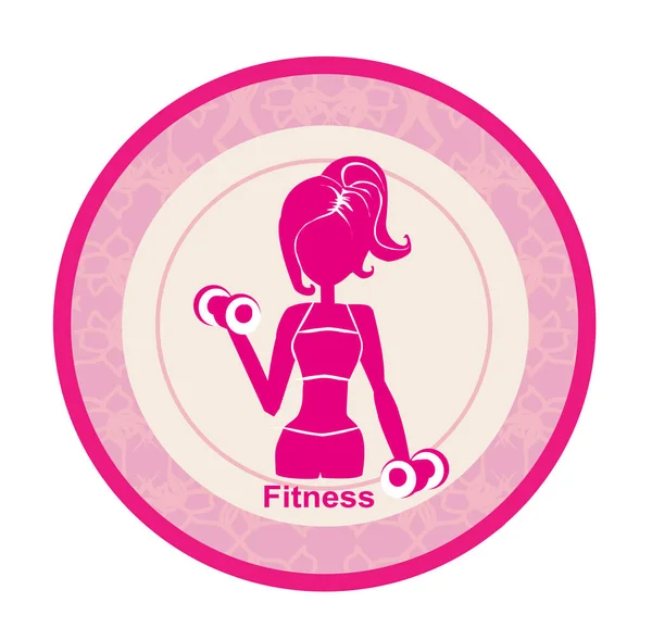 Slim Girl Exercises Barbells Silhouette Icon — Stock Vector