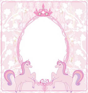 Tek boynuzlu atlarla dekoratif doğum günü çerçevesi