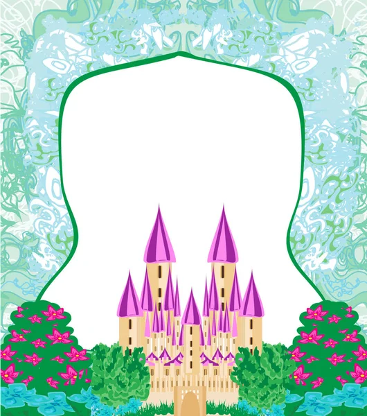 Magic Fairytale Princess Castle Frame — Stock Vector