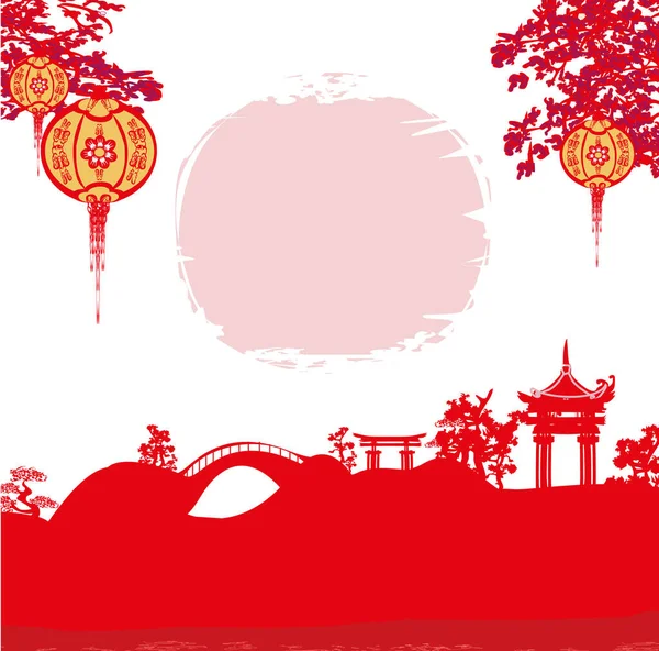 Φεστιβάλ Mid Autumn Για Την Κινεζική Πρωτοχρονιά Κάρτα — Διανυσματικό Αρχείο