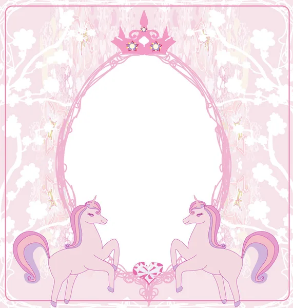Decorative Birthday Frame Unicorns — Stock Vector
