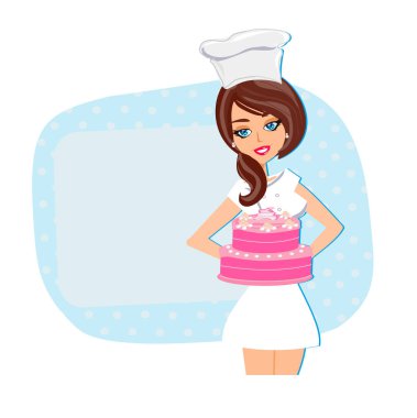 Güzel kız lezzetli bir pasta servis ediyor.