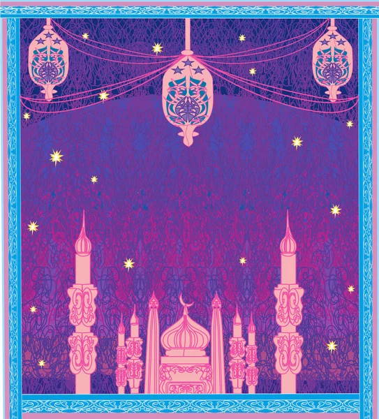 Ramadán Kareem Fondo Con Siluetas Mezquita — Archivo Imágenes Vectoriales