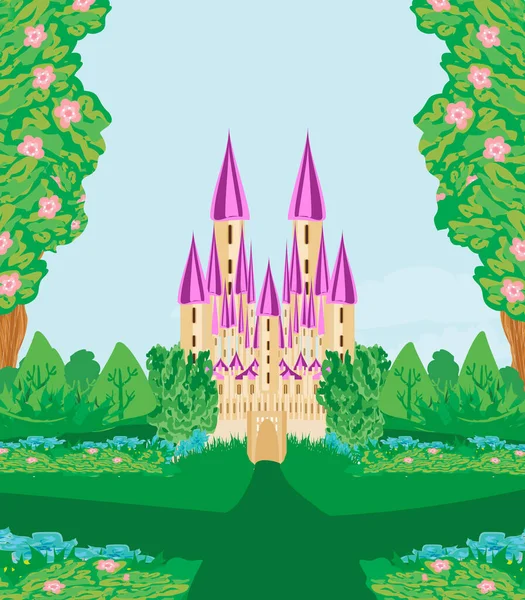 Cuento Hadas Mágico Princesa Castillo — Vector de stock