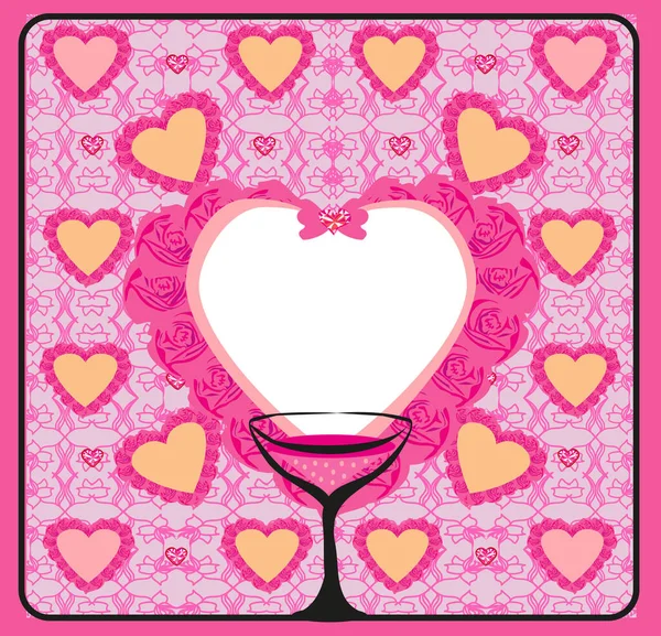 Valentines Day Background Champagne Hearts — Stock Vector