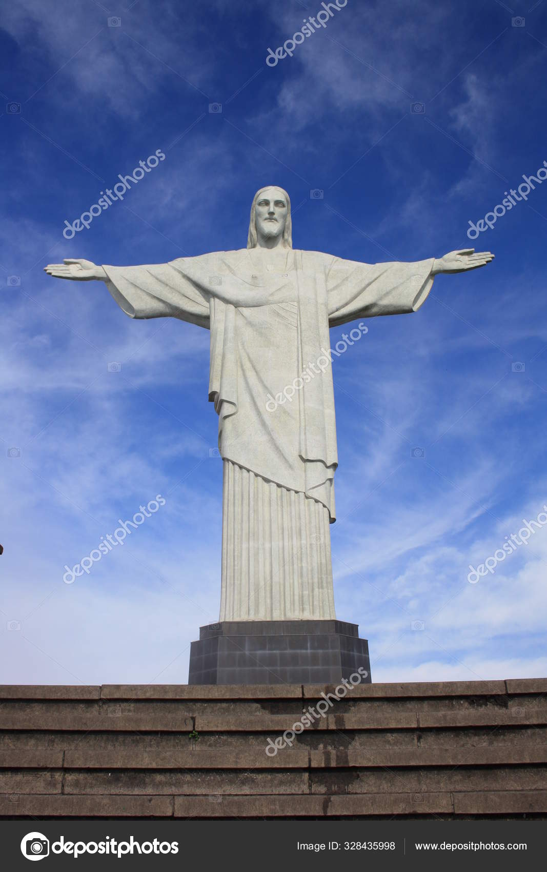 Art Deco Statue Jesus Christ Located Top Mount Corcovado Rio Stock