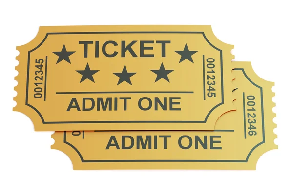 Zwei Tickets, 3D-Darstellung — Stockfoto