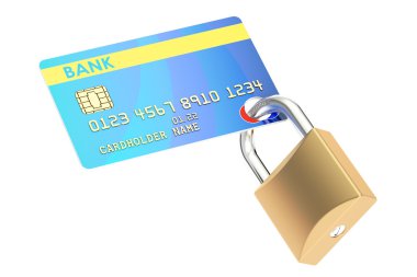 Kredi kartı güvenlik kavramı, 3d render