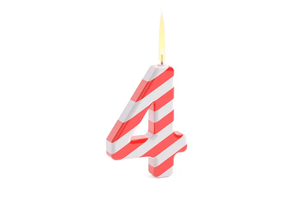 Свічка на день народження з 4 номером, 3D рендерингом — стокове фото