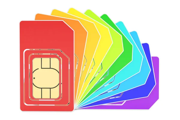 Primer plano de las tarjetas SIM, renderizado 3D — Foto de Stock