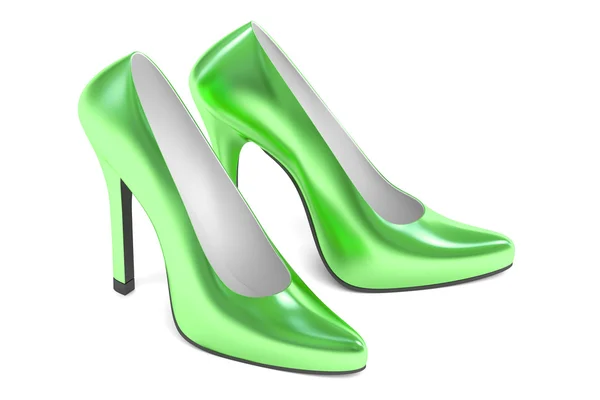 Scarpe con tacco alto verde, rendering 3D — Foto Stock