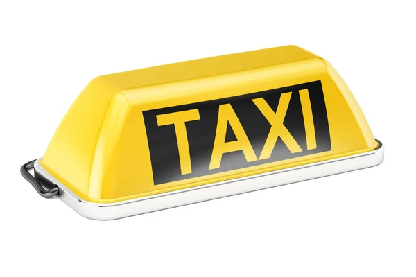 Placa amarela do carro do táxi, renderização 3D — Fotografia de Stock