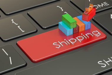 Nakliye ve lojistik kavramı klavye, 3d render