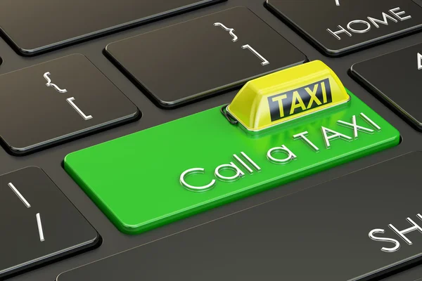 Chame um conceito TAXI no teclado, renderização 3D — Fotografia de Stock