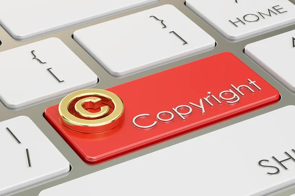 Copyright concept, on the computer keyboard 3D rendering — Stock Photo, Image