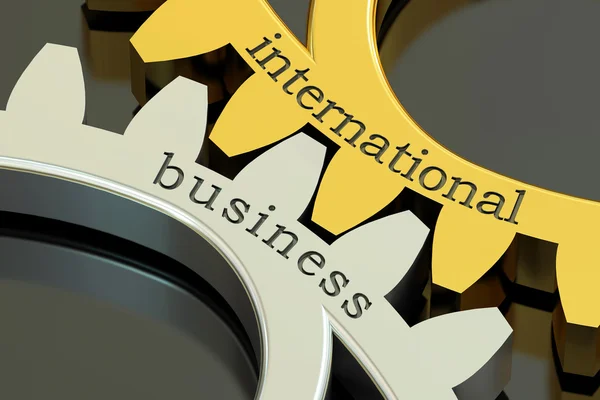 International Business koncept på kugghjul, 3d-rendering — Stockfoto