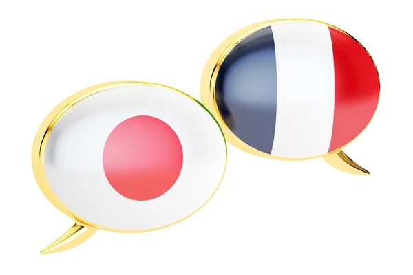 Japans-Frans conversatie concept, 3D-rendering — Stockfoto