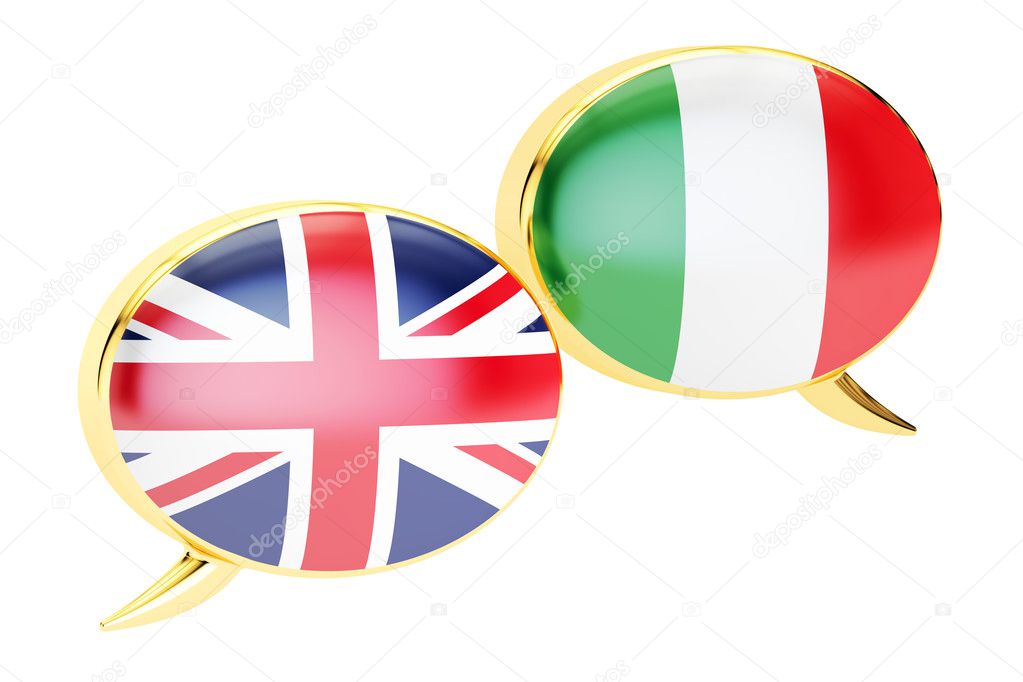 English Italian translation concept 3D rendering