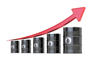 Petrol varil yukarı, 3d render ok ile