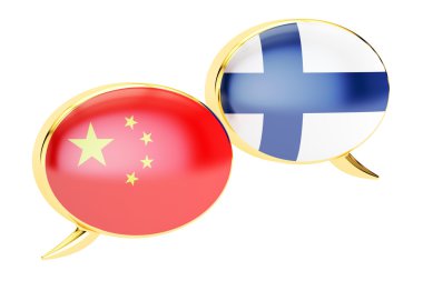 Konuşma balonları, Çince-Fince konuşma kavramı. 3D renderi