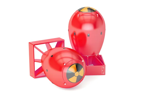Bombas atómicas rojas, representación 3D —  Fotos de Stock