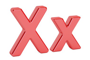 büyük ve küçük kırmızı mektup X, 3d render