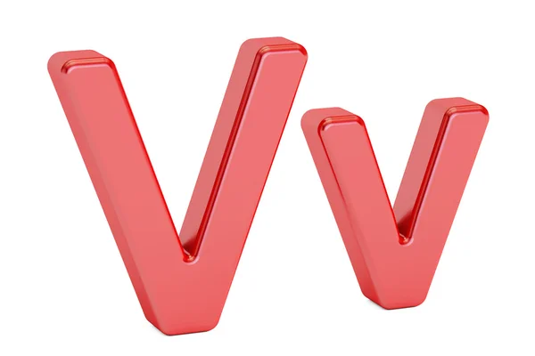 Grote en kleine rode letter V, 3D-rendering — Stockfoto