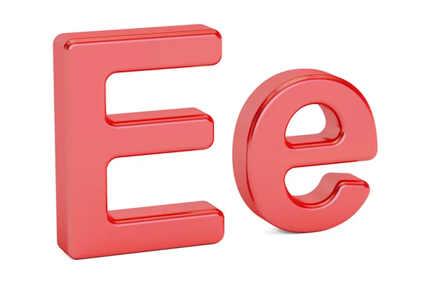 Γράμμα E e αλφάβητο, 3d rendering — Φωτογραφία Αρχείου