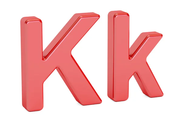 Red letter K alphabet, 3D rendering — Stock Photo, Image