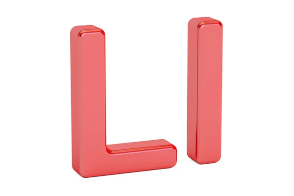 Червона літера L-алфавіт, 3D рендеринг — стокове фото